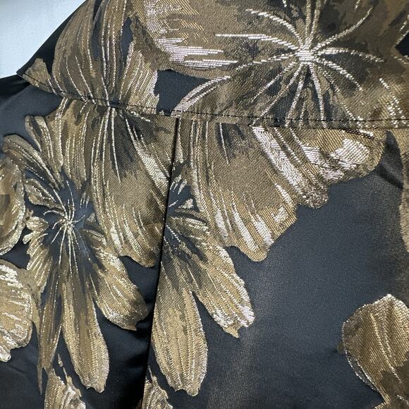 Chicos Metallic Floral Brocade Long Jacket Sz 3 Black Gold Evening Coat NWOT XL - Picture 5 of 15